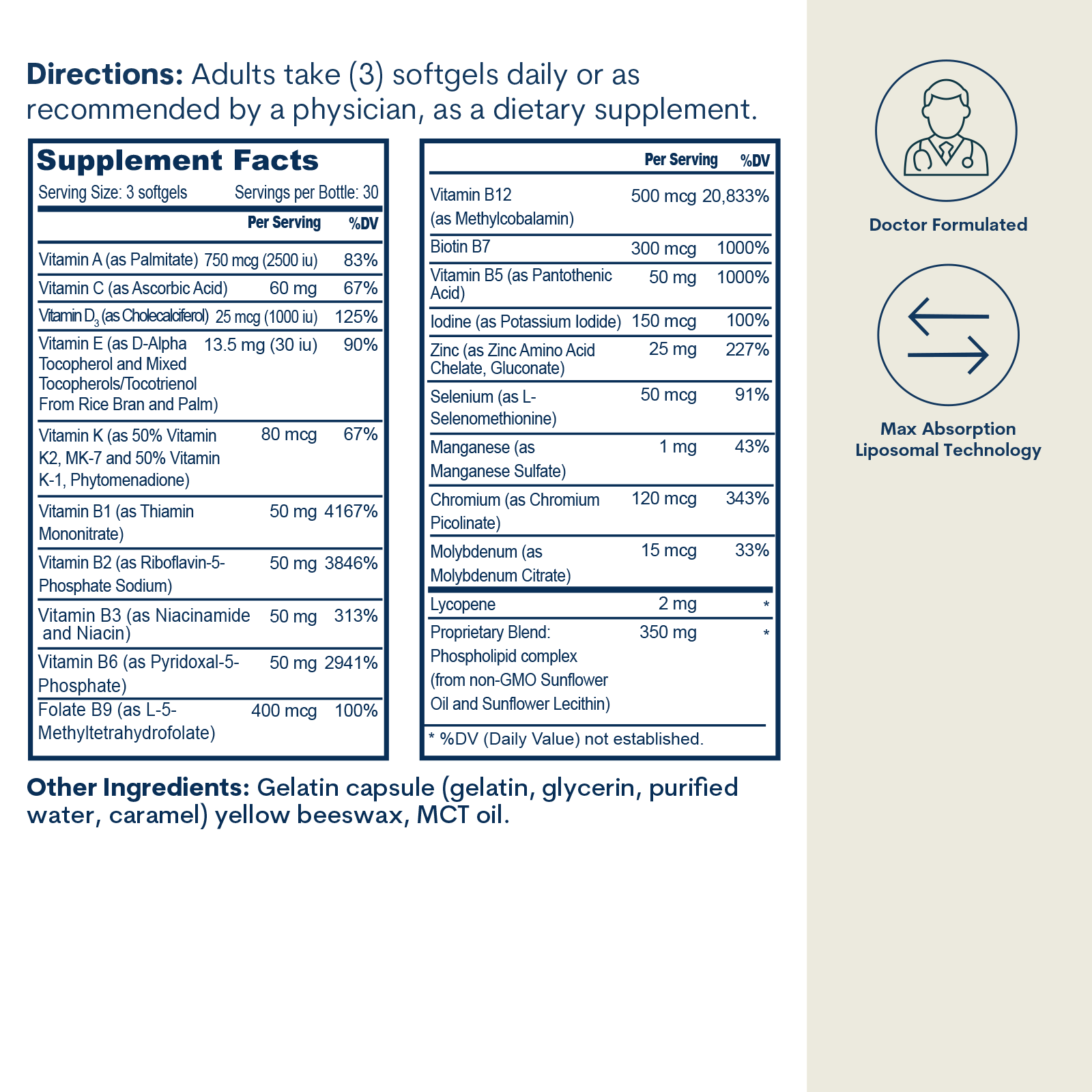 Complex Multivitamin with Minerals 90 Softgels Energy Support