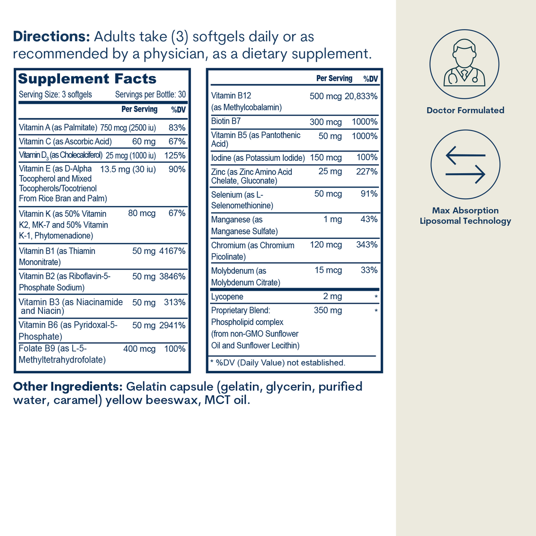 Complex Multivitamin with Minerals 90 Softgels Energy Support