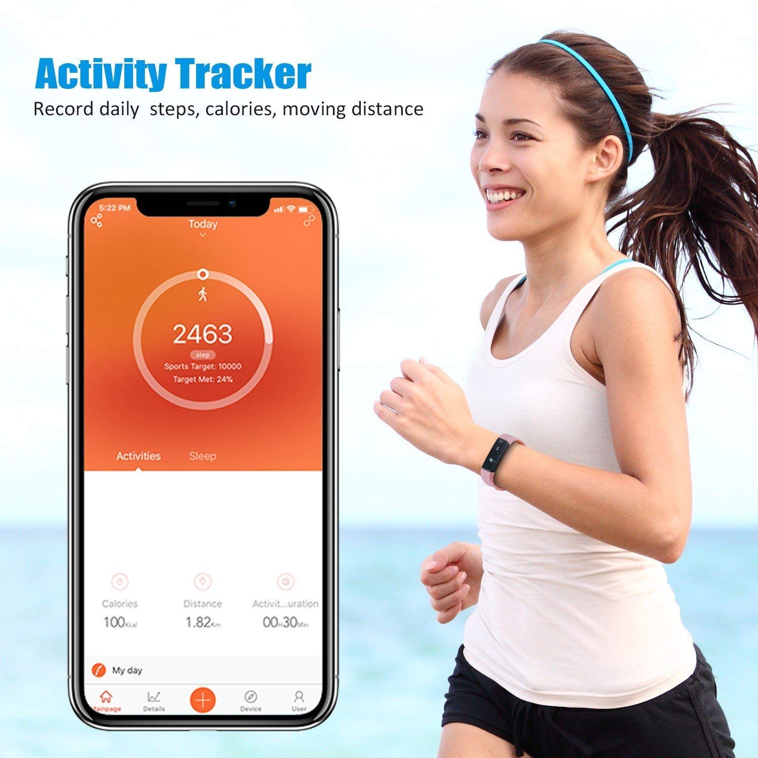 Slim Activity Tracker Smart Watch Fitness Monitor Unisex Wearable