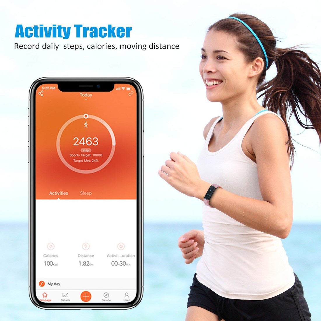 Slim Activity Tracker Smart Watch Fitness Monitor Unisex Wearable