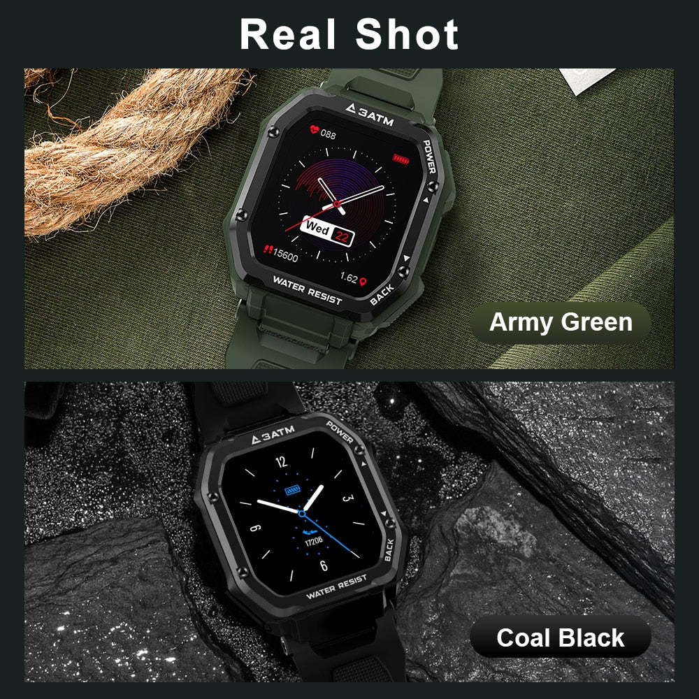 Rugged Smart Watch Men Outdoor Sports Fitness Health Tracker
