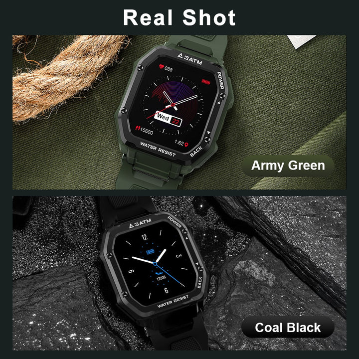 Rugged Smart Watch Men Outdoor Sports Fitness Health Tracker