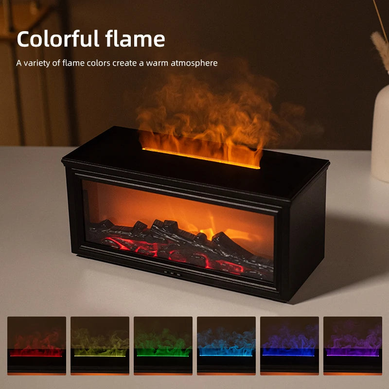 7 Color Essential Oil Flame Diffuser Mini Fireplace Humidifier Aroma