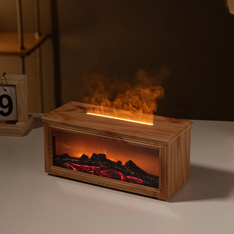 7 Color Essential Oil Flame Diffuser Mini Fireplace Humidifier Aroma
