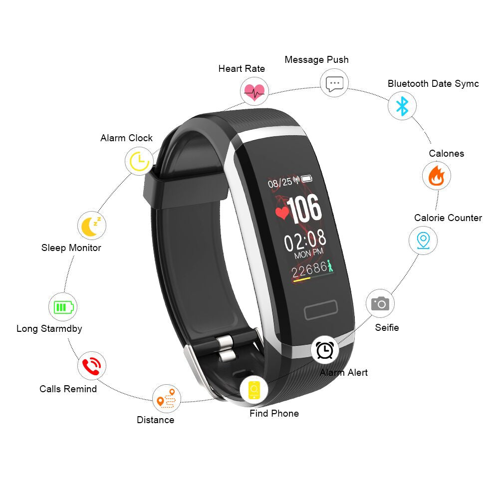 Sport Smart Watch Waterproof Color Screen Fitness Tracker Monitor