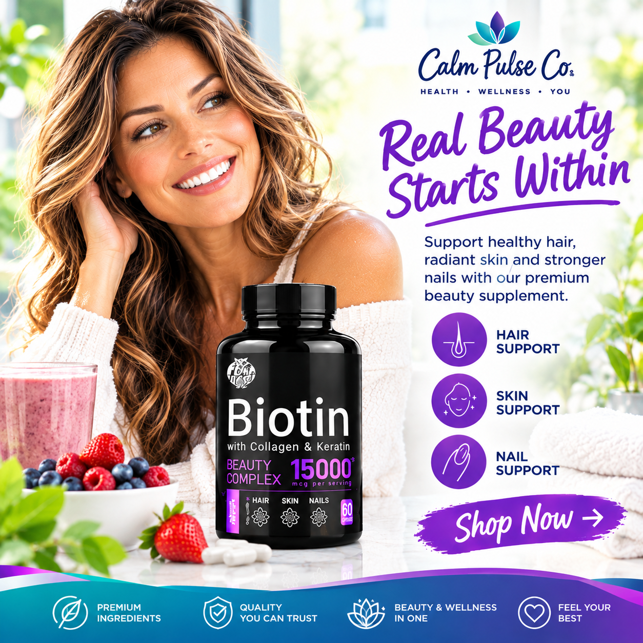 Biotin Capsules Multivitamin Collagen Keratin Supplement Hair Skin And Nail Vitamin