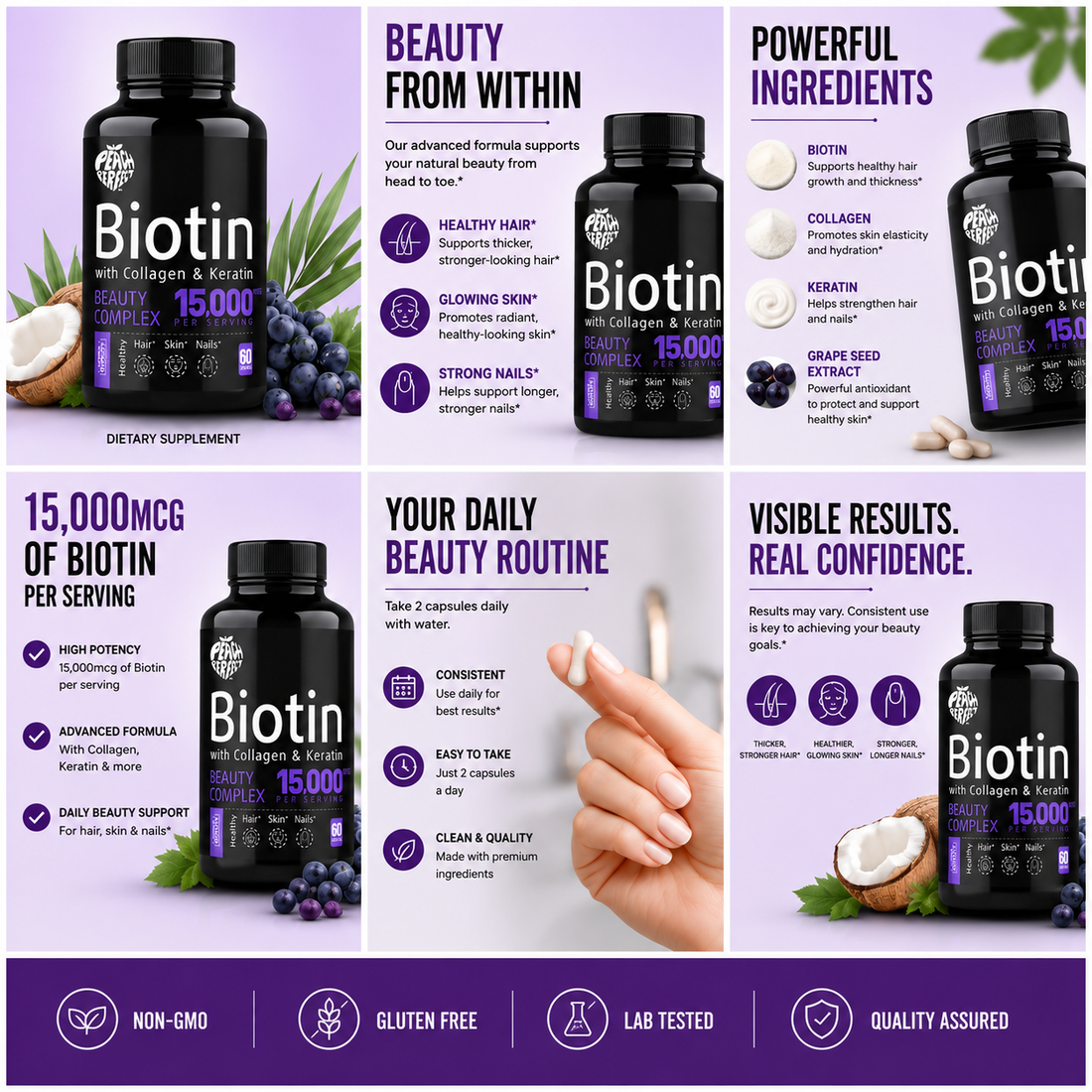 Biotin Capsules Multivitamin Collagen Keratin Supplement Hair Skin And Nail Vitamin