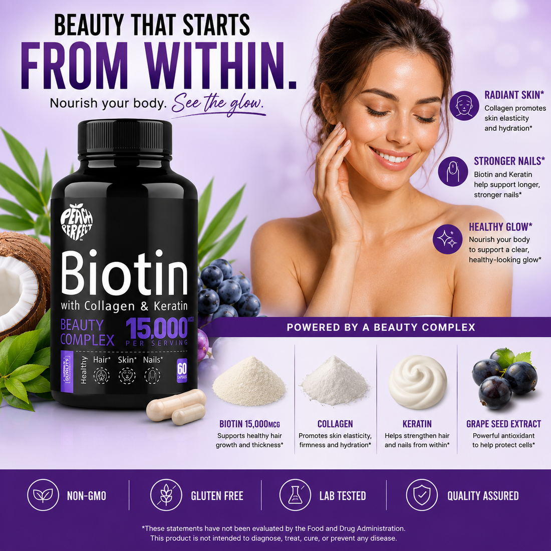 Biotin Capsules Multivitamin Collagen Keratin Supplement Hair Skin And Nail Vitamin