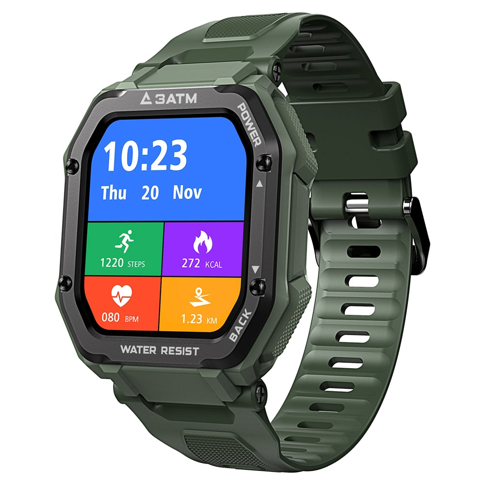 Rugged Smart Watch Men Outdoor Sports Fitness Health Tracker