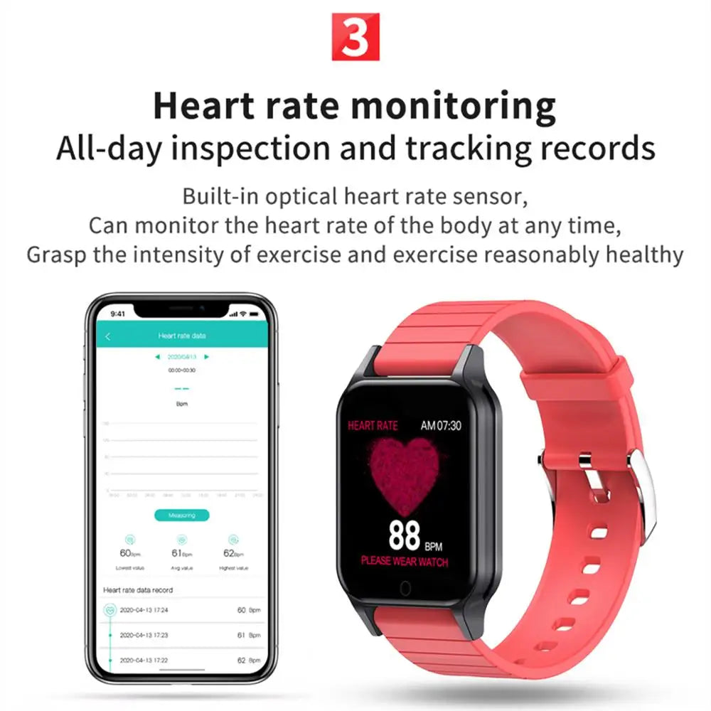 Body Temperature Smart Watch Heart Rate Blood Pressure Fitness Tracker