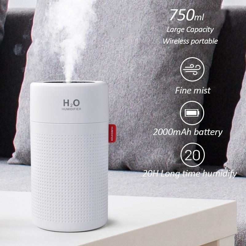 Wireless Air Humidifier USB Portable Aroma Diffuser 2000mAh Rechargeable
