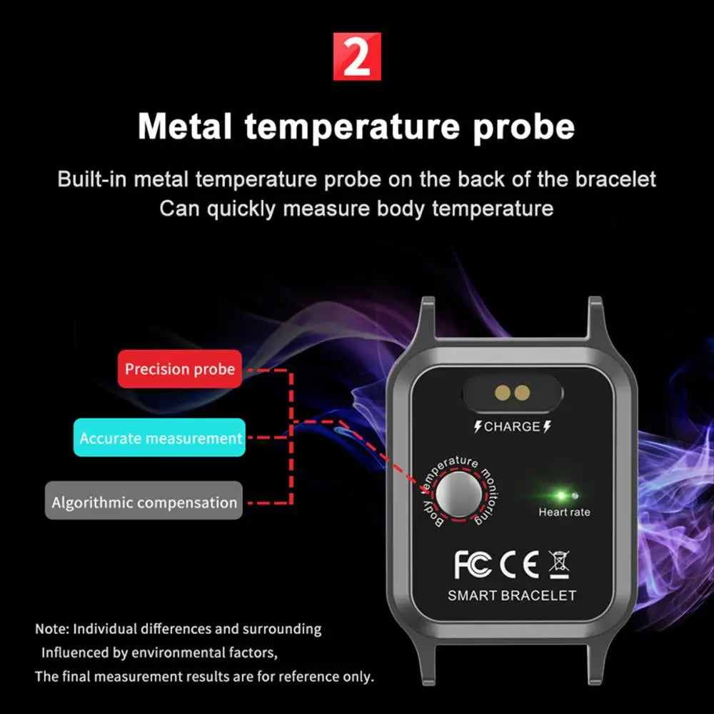 Body Temperature Smart Watch Heart Rate Blood Pressure Fitness Tracker