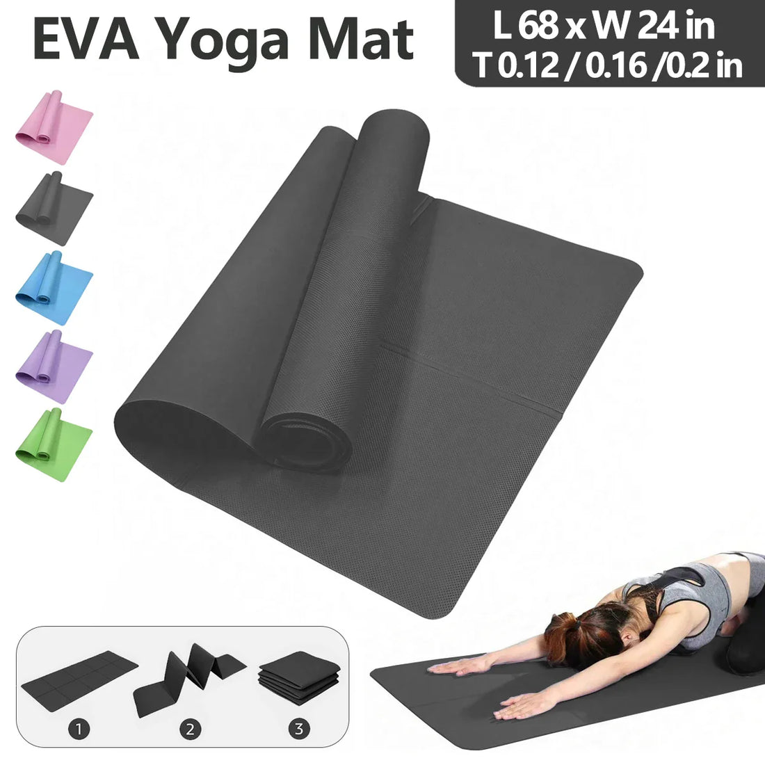 Foldable Eco Friendly EVA Yoga Mat Travel Fitness Exercise Mat
