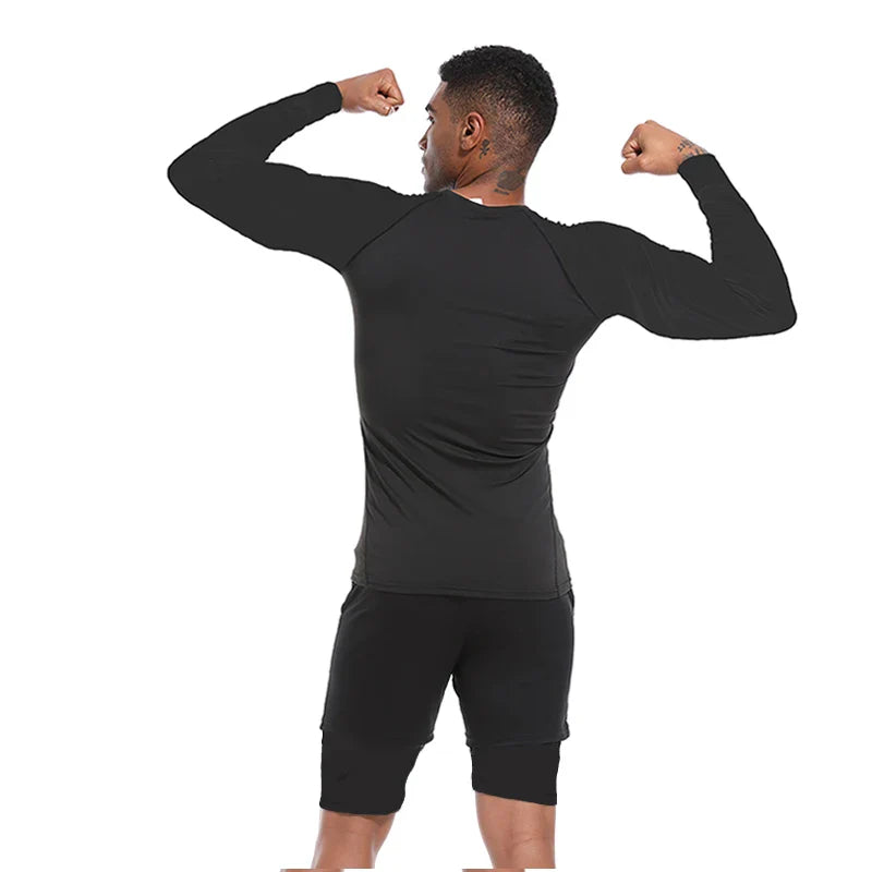 Men’s Spring Autumn Long Sleeve Fitness Tee Workout Sports Shirt