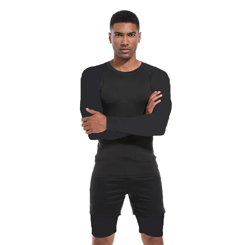 Men’s Spring Autumn Long Sleeve Fitness Tee Workout Sports Shirt