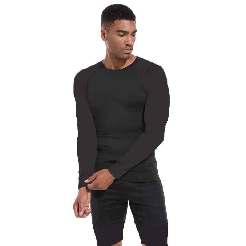 Men’s Spring Autumn Long Sleeve Fitness Tee Workout Sports Shirt