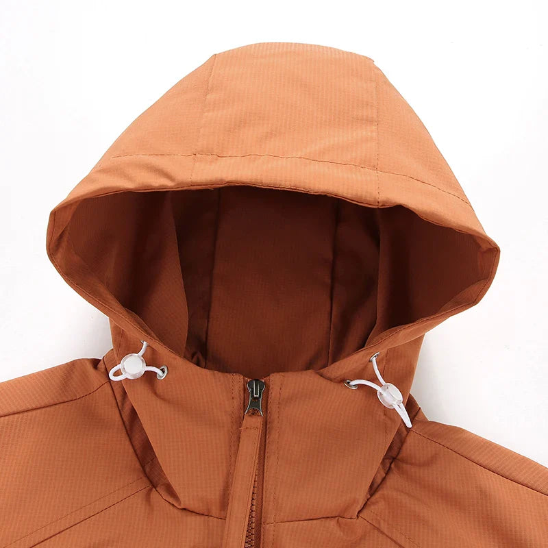 CHRLCK Men Hiking Jacket Outdoor Waterproof Fishing Hooded Sport Jacket Adjustable Drawstring Travel Jacket Mountaineering Coats