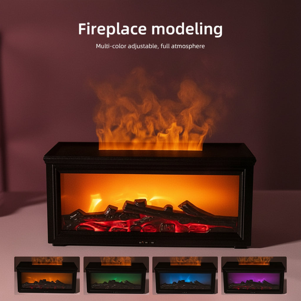 7 Color Essential Oil Flame Diffuser Mini Fireplace Humidifier Aroma