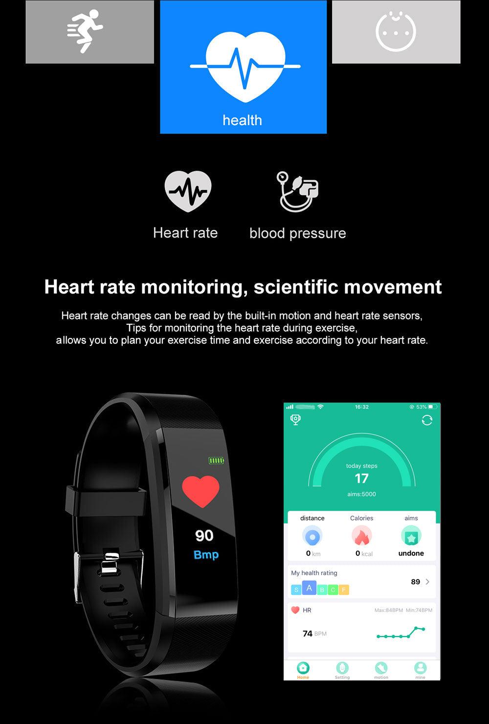 Kids Smart Sport Watch Fitness Tracker Heart Rate LED Watch