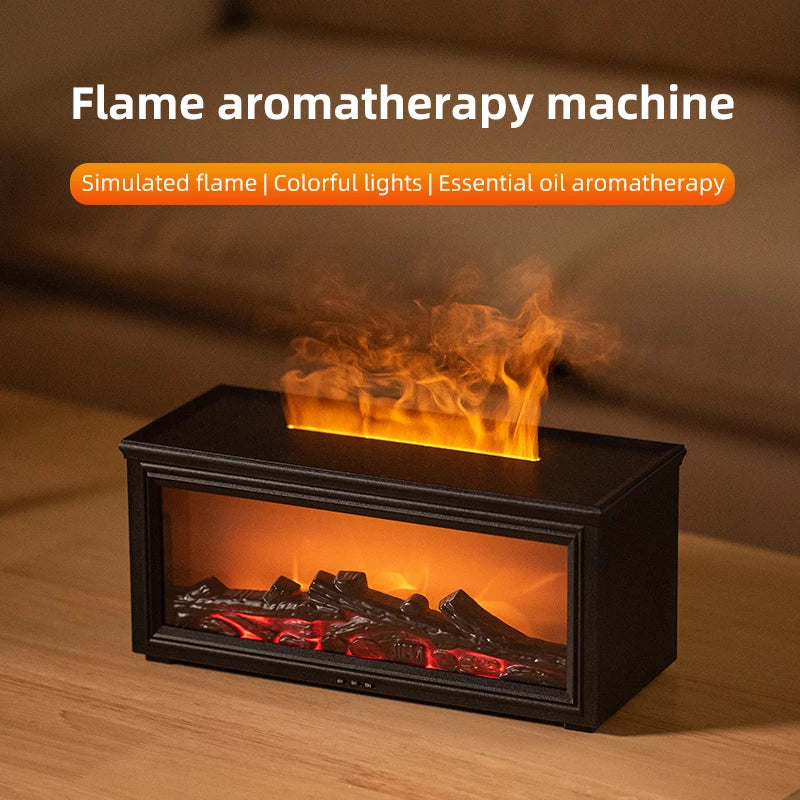 7 Color Essential Oil Flame Diffuser Mini Fireplace Humidifier Aroma