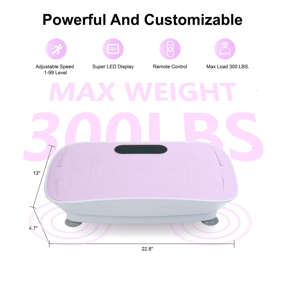 Silent Vibration Platform Crazy Fitness Massage 10-Frequency Weight Loss & Fat Burner Body Shaking Machine For Unisex Pink