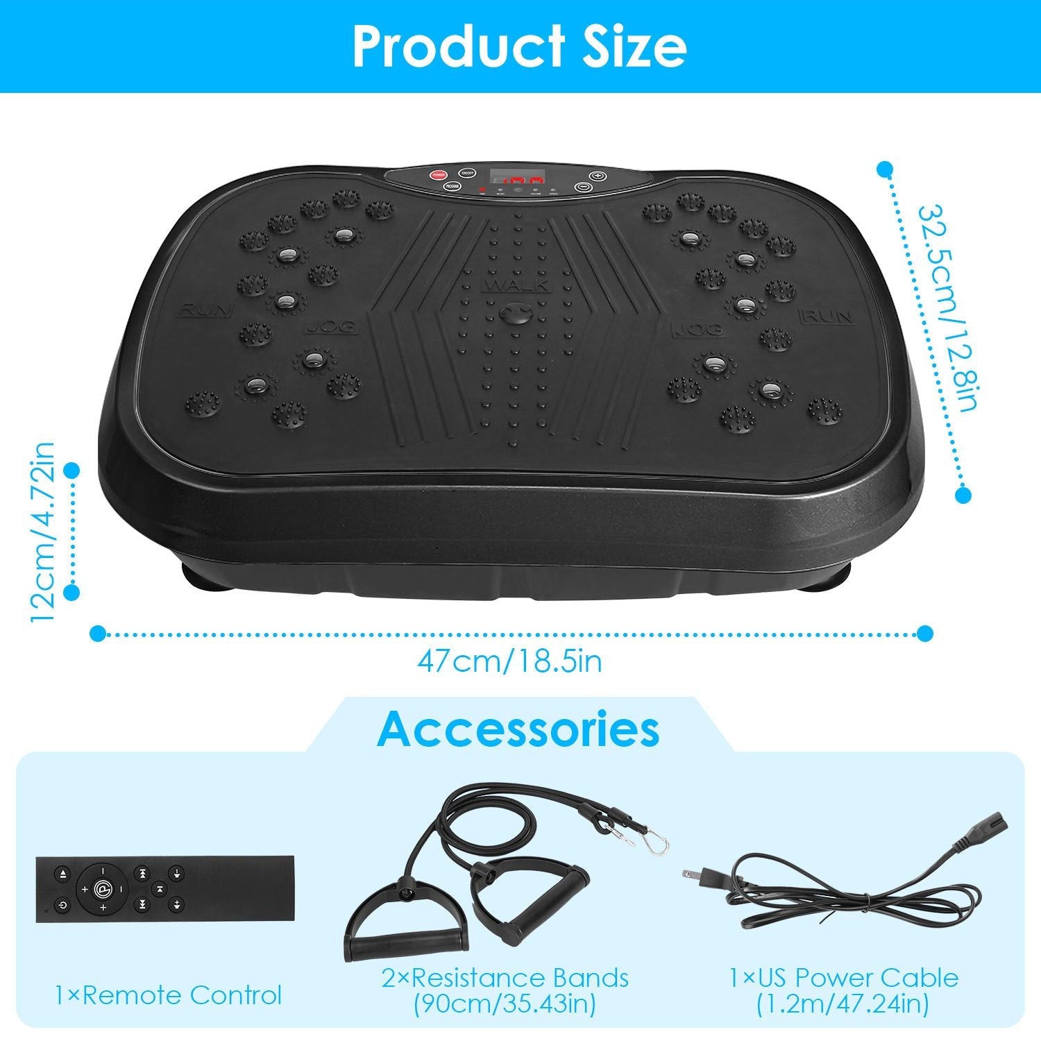 Whole Body Vibration Plate Exercise Machine 1–120 Speed Levels with 2 Resistance Bands, Touch & Remote Control Vibration Platform with Bluetooth USB Music Play for Home Fat Loss Workout