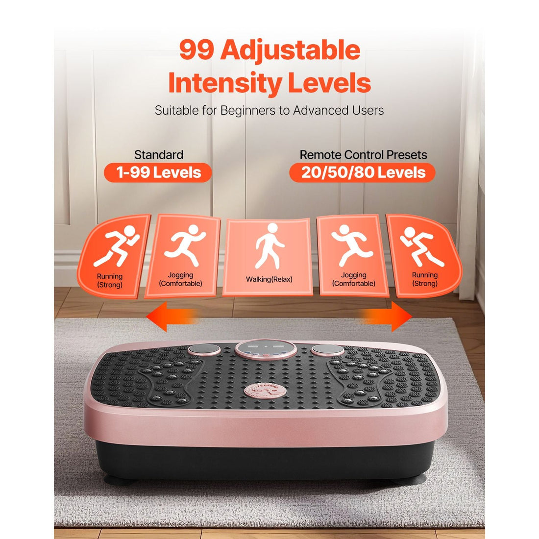 Vibration Plate Exercise Machine, Whole Body Shaker with Magnetic Acupoints for Lymphatic Drainage and Weight Loss, Home Workout Gym Fitness Equipment with 2 Resistance Bands for Women Men, Pink