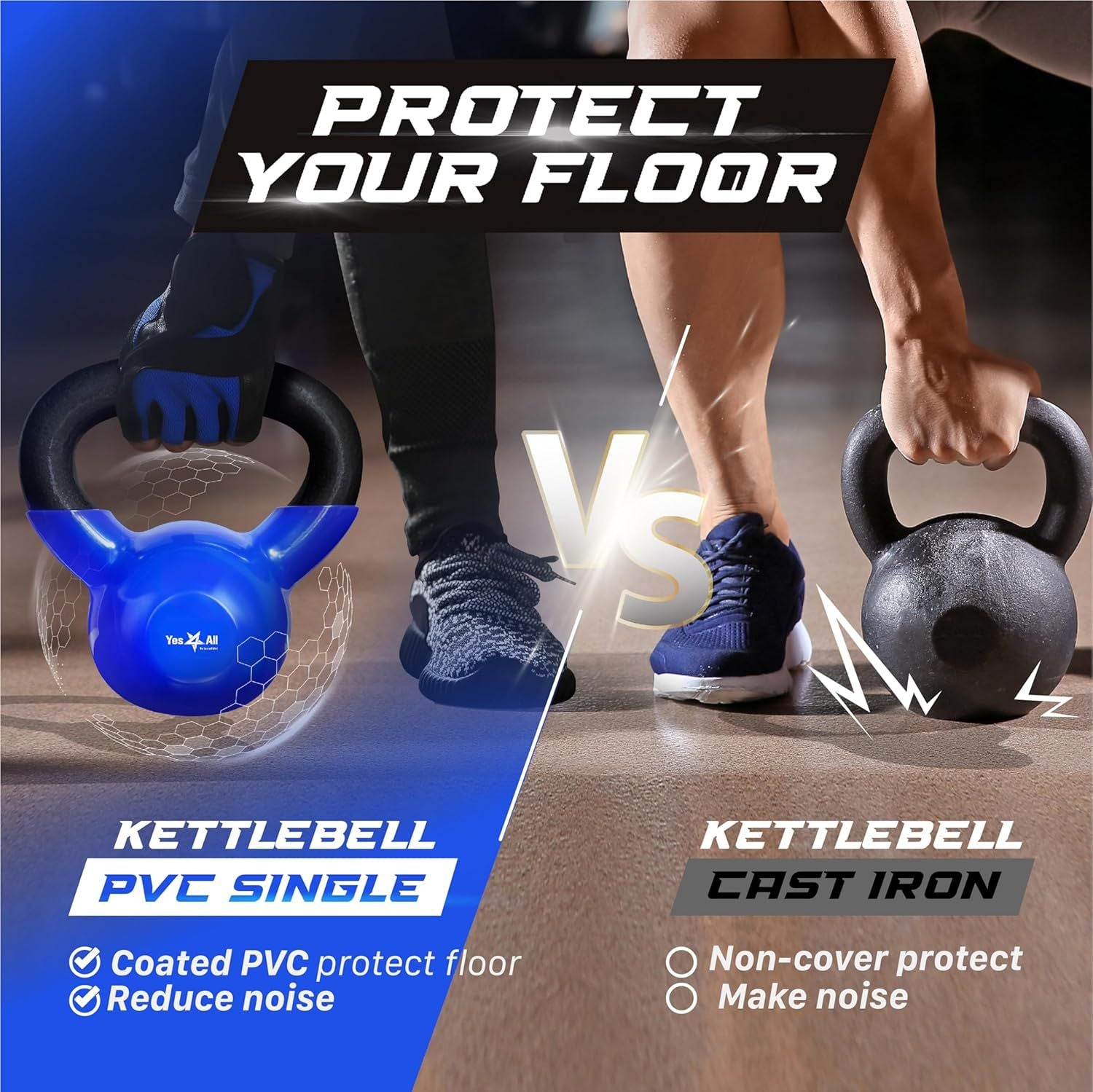 Vinyl Coated Cast Iron Kettlebell Home Gym Training Weight