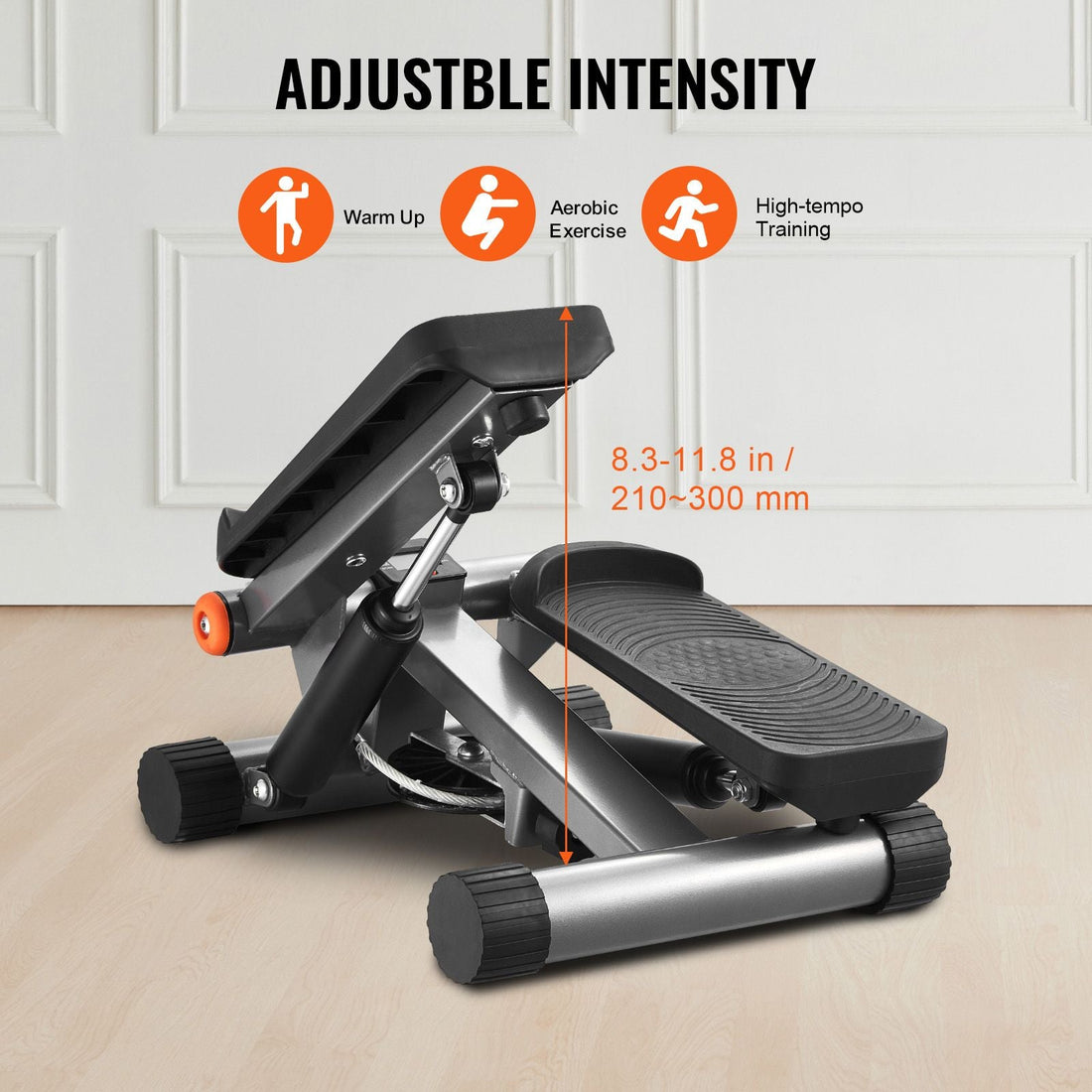 Stair Stepper, Mini Stepper for Exercise at Home, Hydraulic Fitness Stepper with Resistance Bands, Full Body Workout Cardio Equipment, Stair Climber with LCD Monitor, 330LBS Load Capacity
