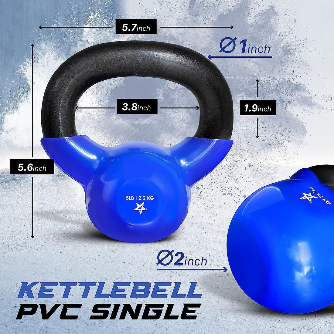 Vinyl Coated Cast Iron Kettlebell Home Gym Training Weight