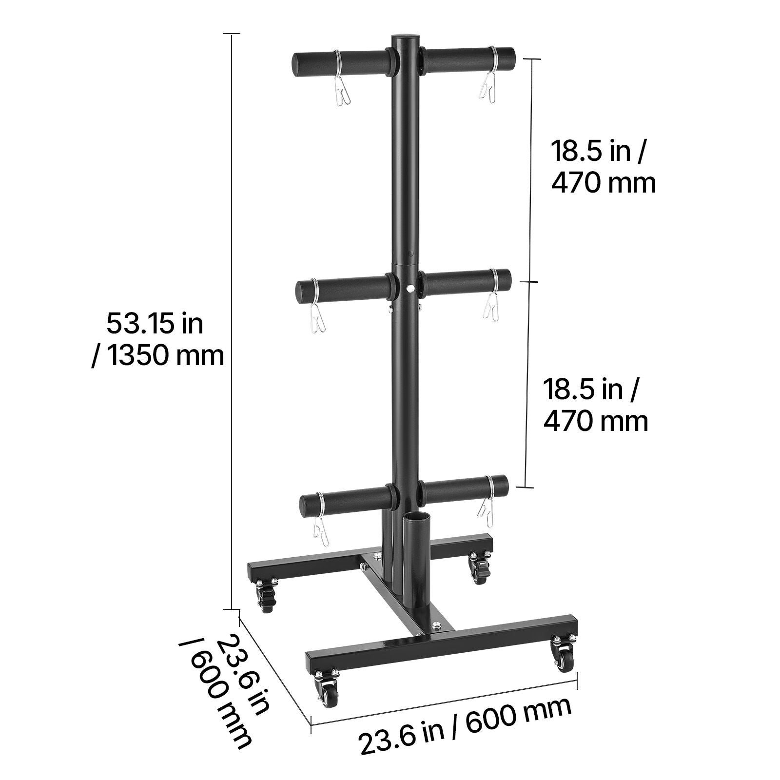 Weight Plate Rack, Vertical Weight Plate Tree for 2-Inch Weight Plates, Standard Weight Plate Tree with Wheels, 1000 lbs Load Capacity Weight Storage Holder, Home Gym Barbell Rack Storage Stand