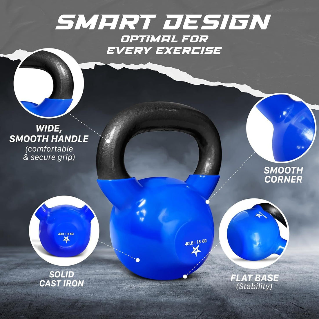 Vinyl Coated Cast Iron Kettlebell Home Gym Training Weight