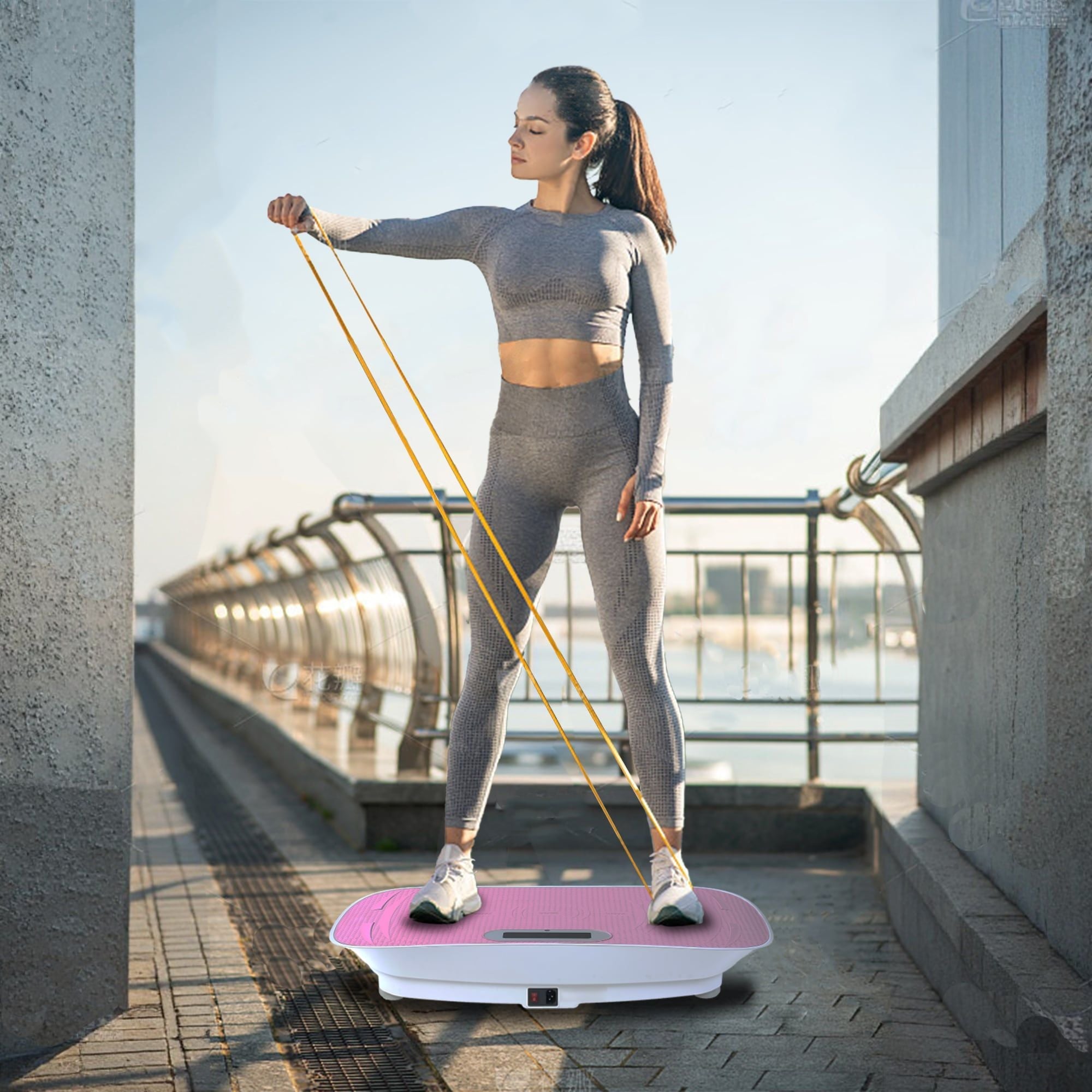 Silent Vibration Platform Crazy Fitness Massage 10-Frequency Weight Loss & Fat Burner Body Shaking Machine For Unisex Pink