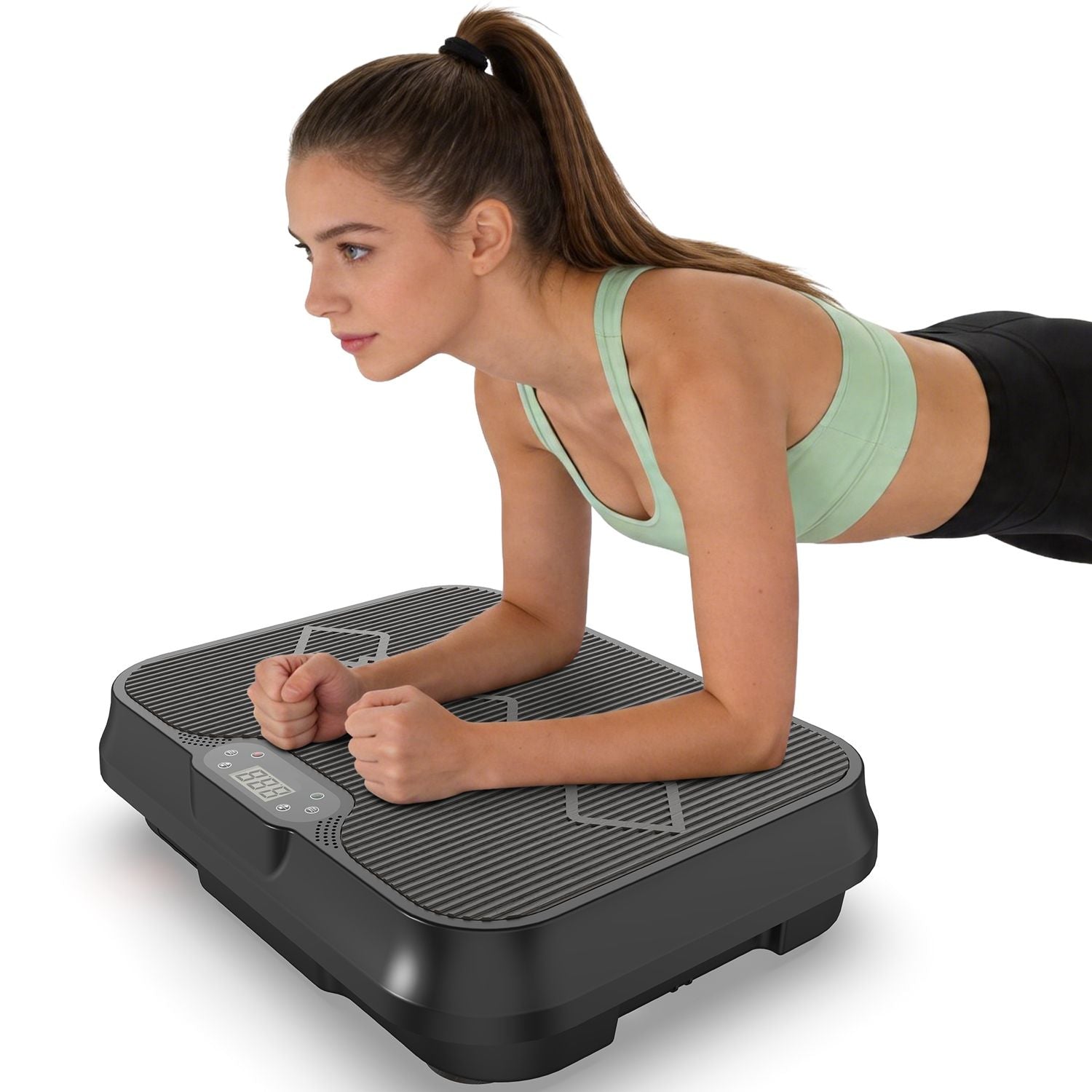 Whole Body Vibration Plate Exercise Machine with Remote Control & Resistance Bands, 1-250 Adjustable Speed Vibration Platform, LCD Display Home Fitnes