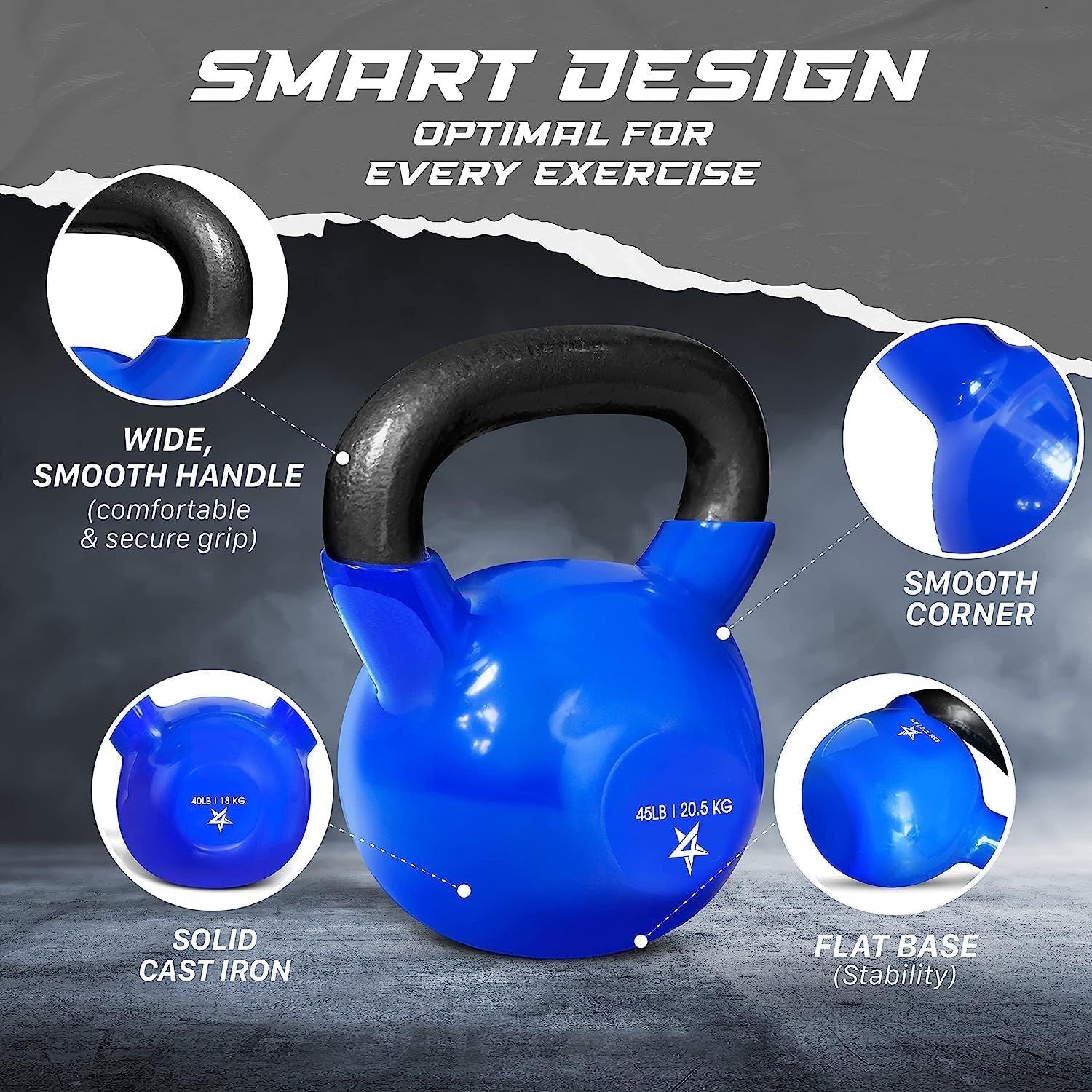 Vinyl Coated Cast Iron Kettlebell Home Gym Training Weight
