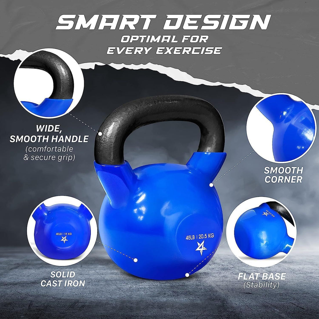 Vinyl Coated Cast Iron Kettlebell Home Gym Training Weight