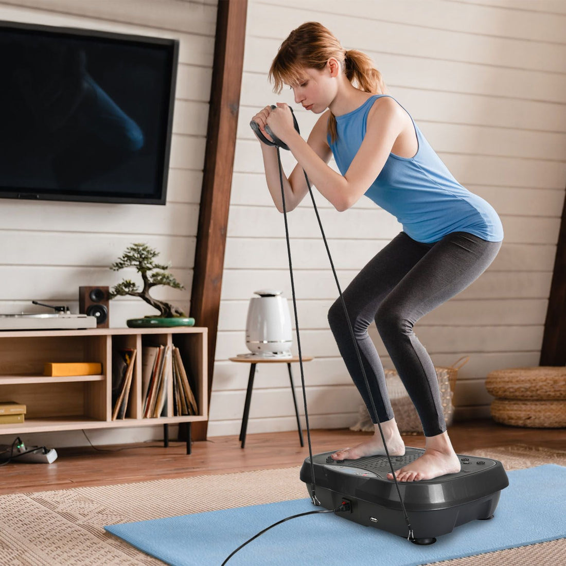 Whole Body Vibration Plate Exercise Machine 1–120 Speed Levels with 2 Resistance Bands, Touch & Remote Control Vibration Platform with Bluetooth USB Music Play for Home Fat Loss Workout