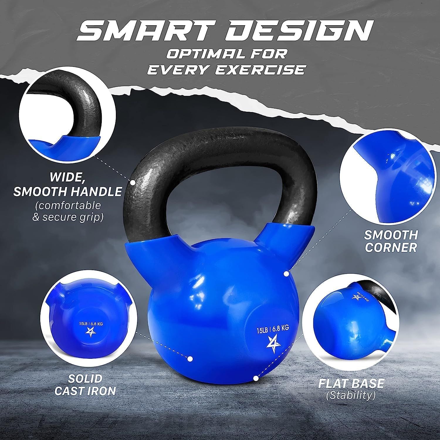 Vinyl Coated Cast Iron Kettlebell Home Gym Training Weight