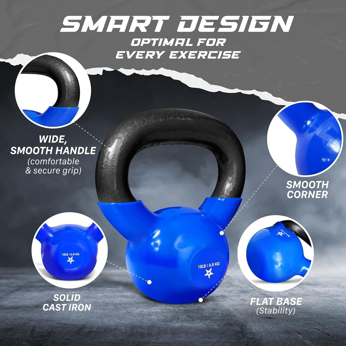 Vinyl Coated Cast Iron Kettlebell Home Gym Training Weight