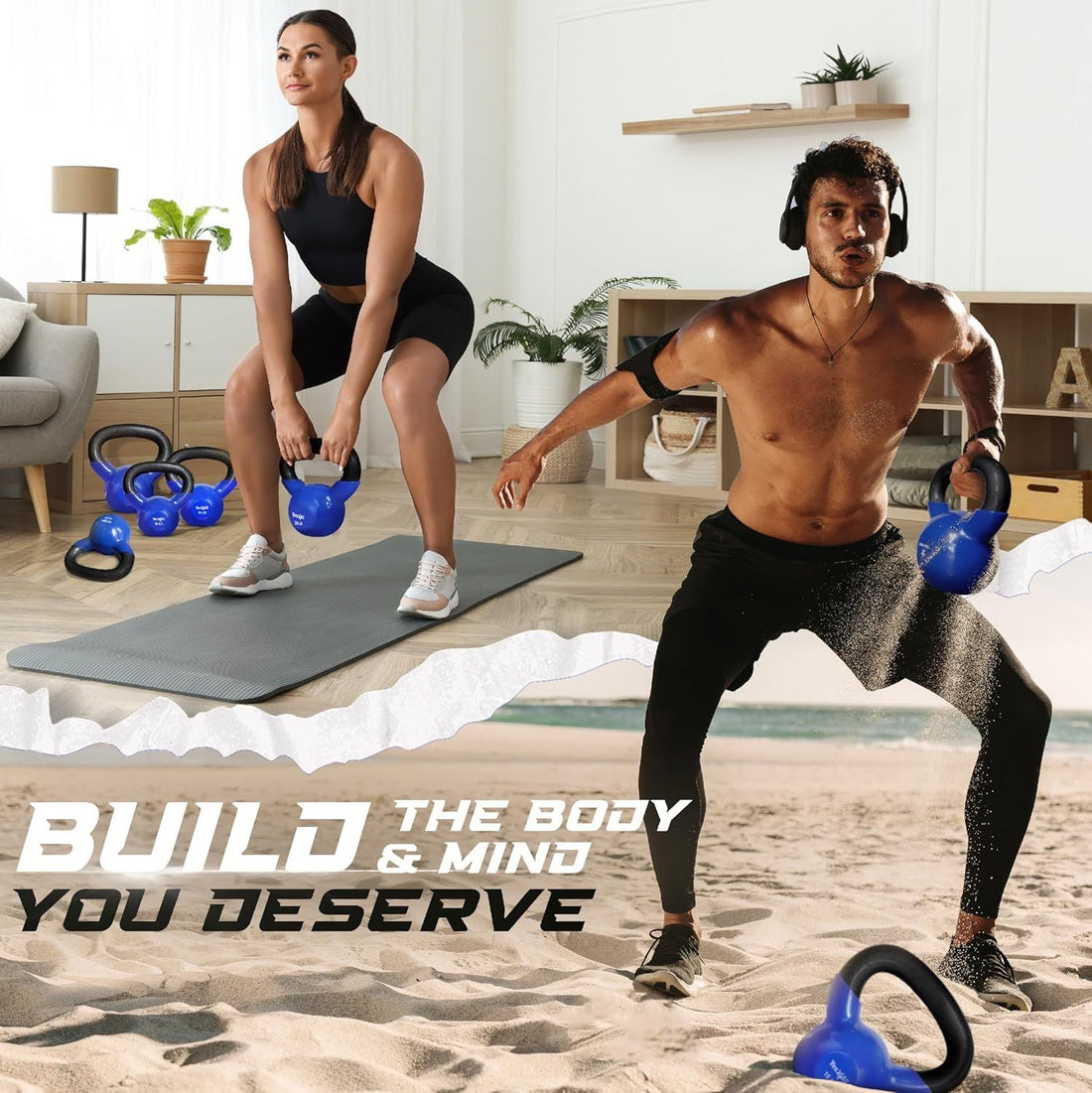 Vinyl Coated Cast Iron Kettlebell Home Gym Training Weight