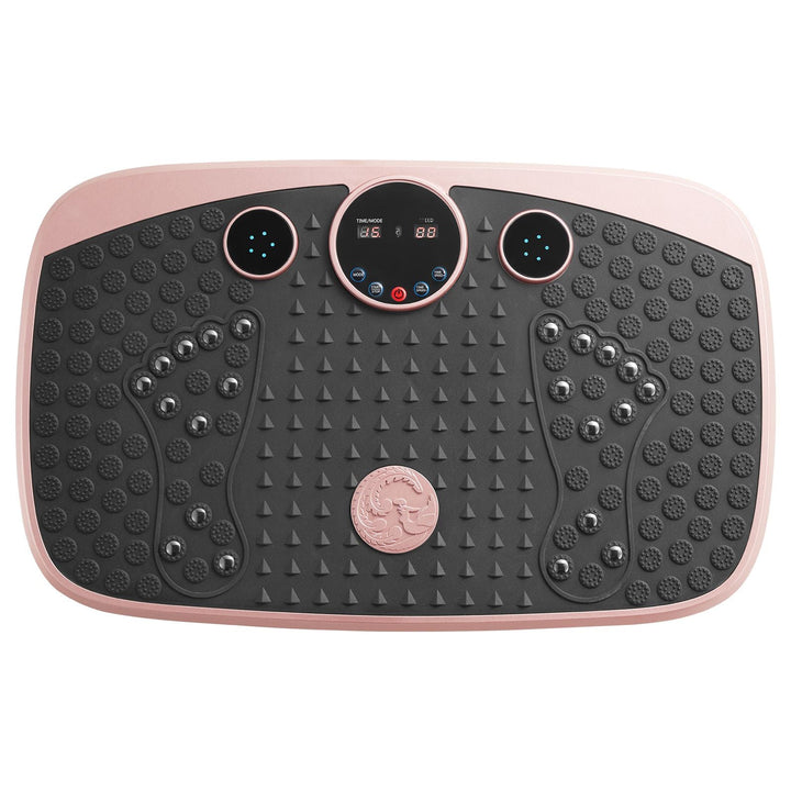 Vibration Plate Exercise Machine, Whole Body Shaker with Magnetic Acupoints for Lymphatic Drainage and Weight Loss, Home Workout Gym Fitness Equipment with 2 Resistance Bands for Women Men, Pink