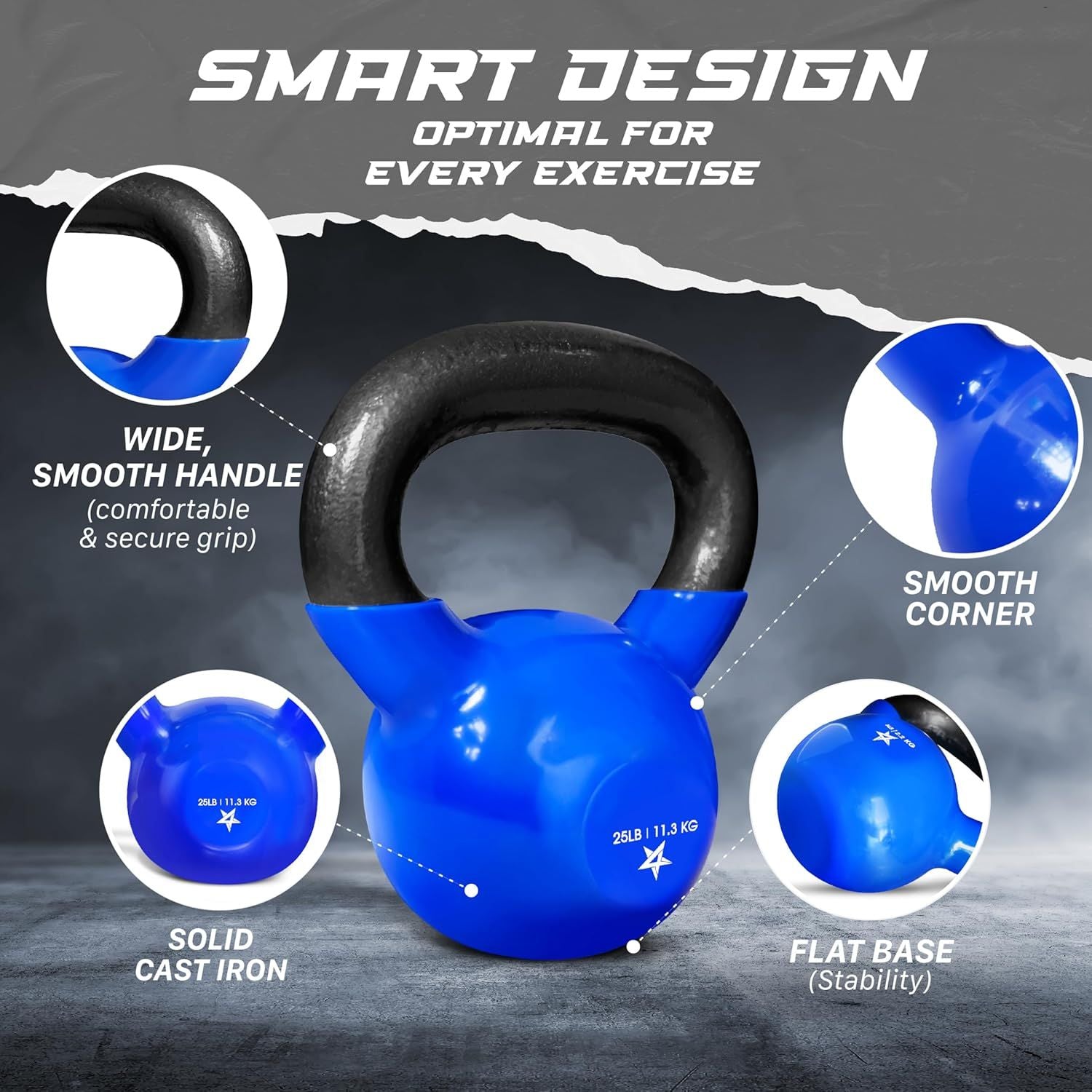 Vinyl Coated Cast Iron Kettlebell Home Gym Training Weight