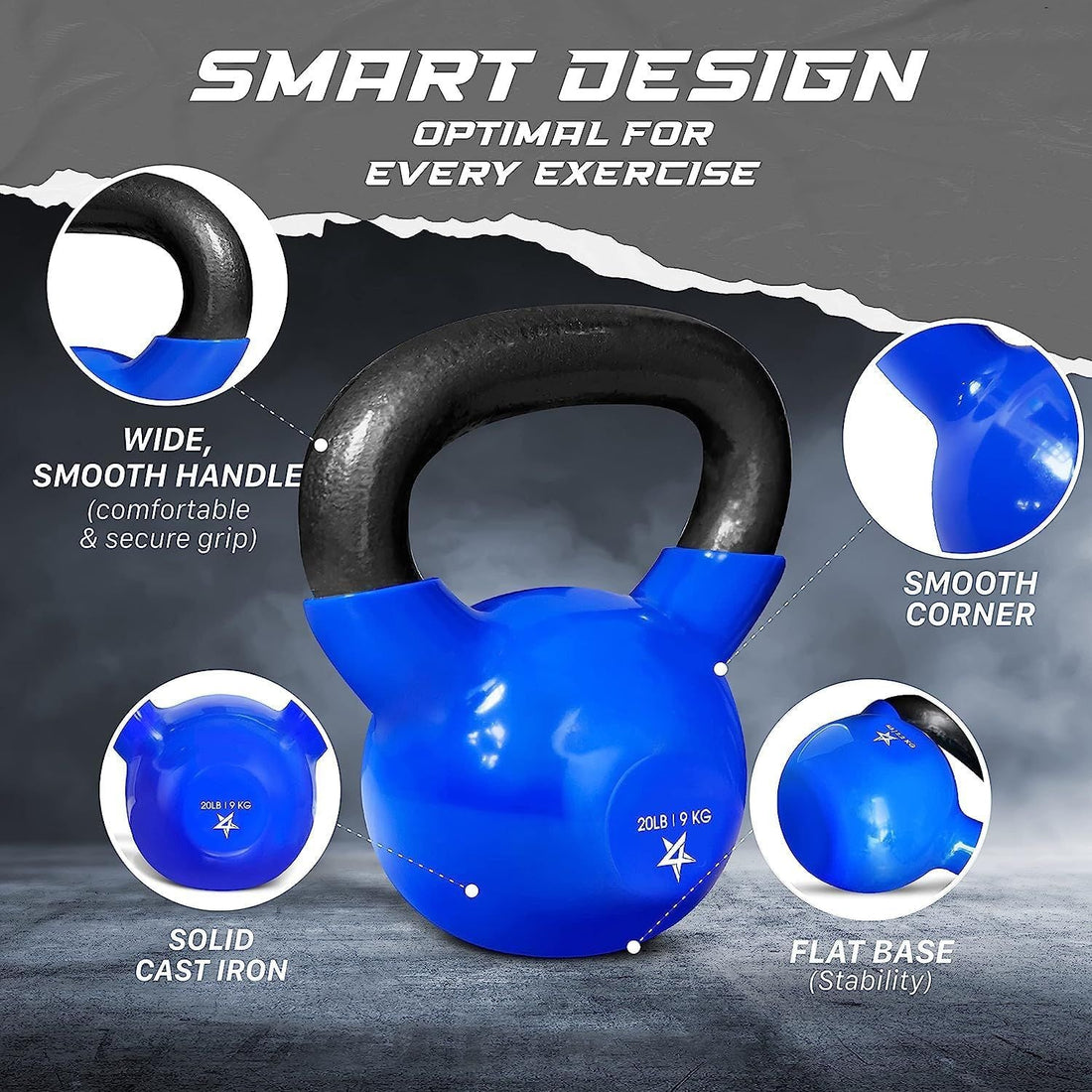 Vinyl Coated Cast Iron Kettlebell Home Gym Training Weight