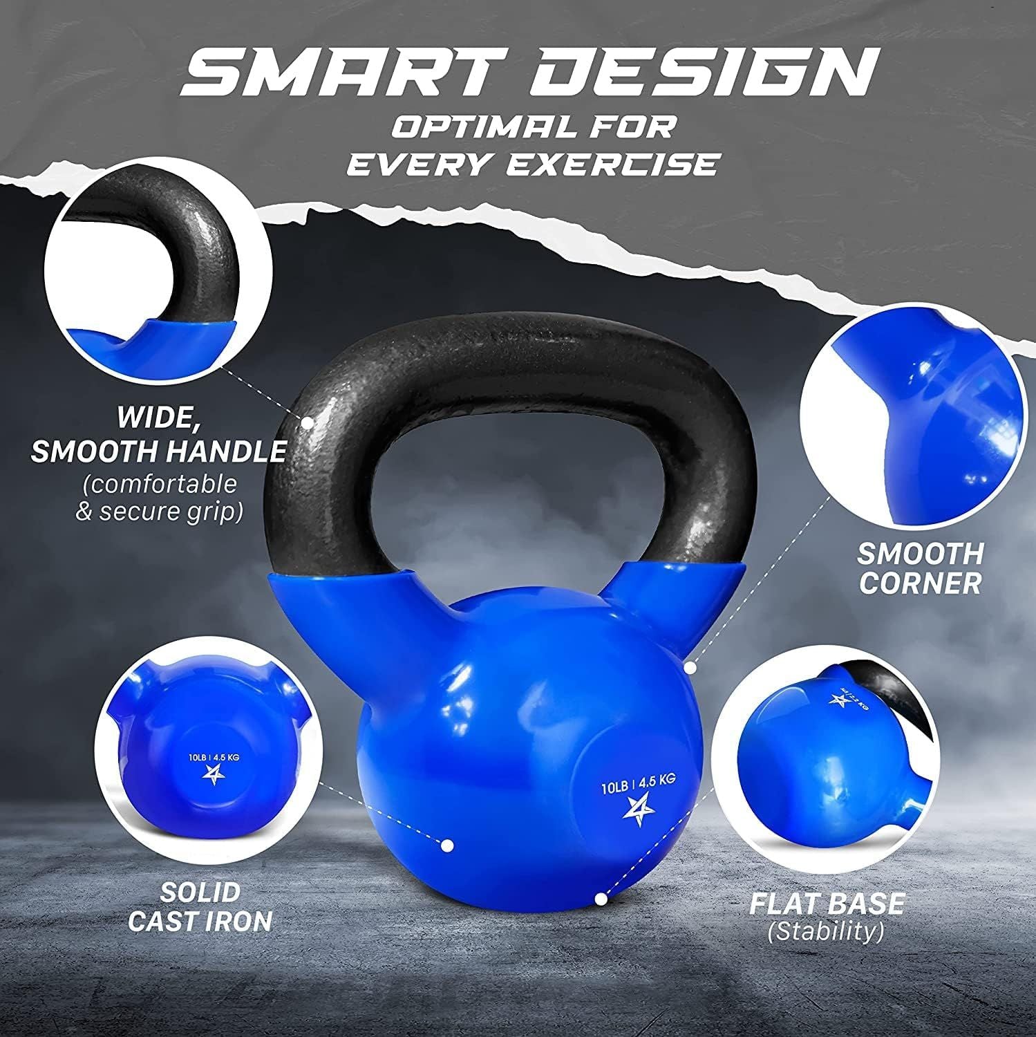 Vinyl Coated Cast Iron Kettlebell Home Gym Training Weight