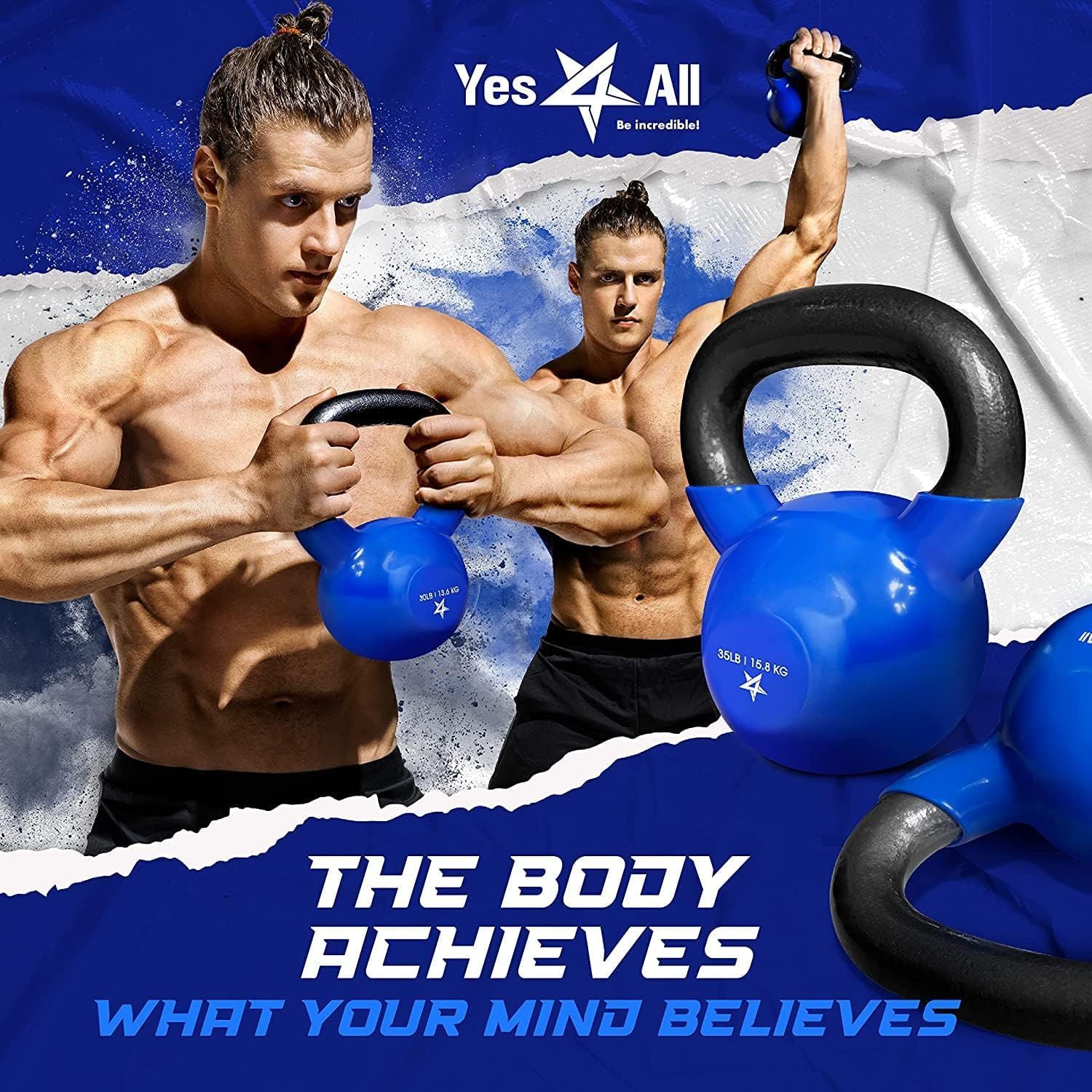 Vinyl Coated Cast Iron Kettlebell Home Gym Training Weight