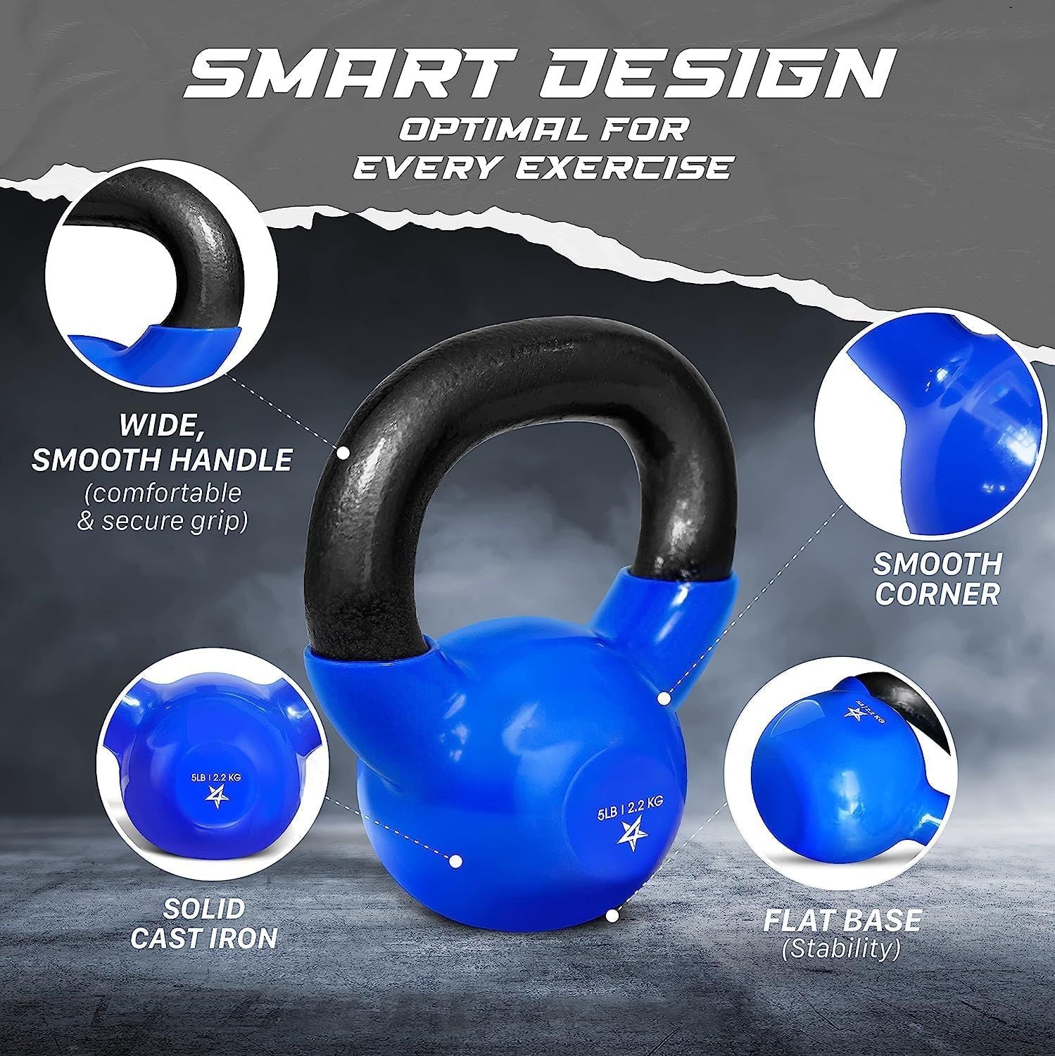 Vinyl Coated Cast Iron Kettlebell Home Gym Training Weight