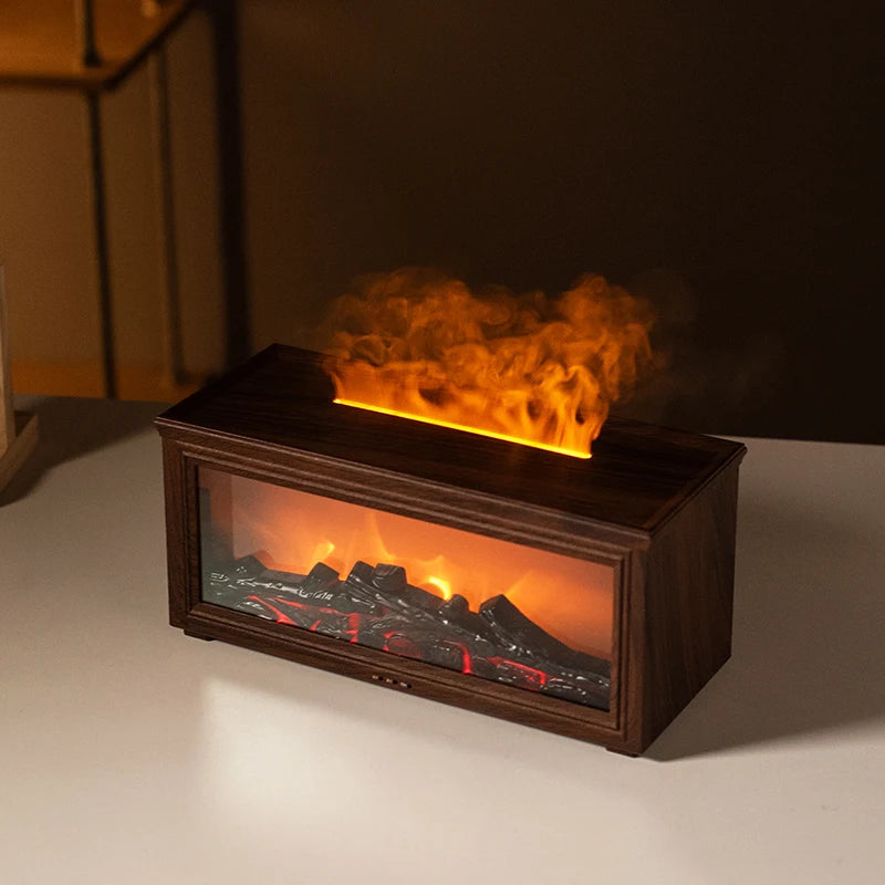 7 Color Essential Oil Flame Diffuser Mini Fireplace Humidifier Aroma
