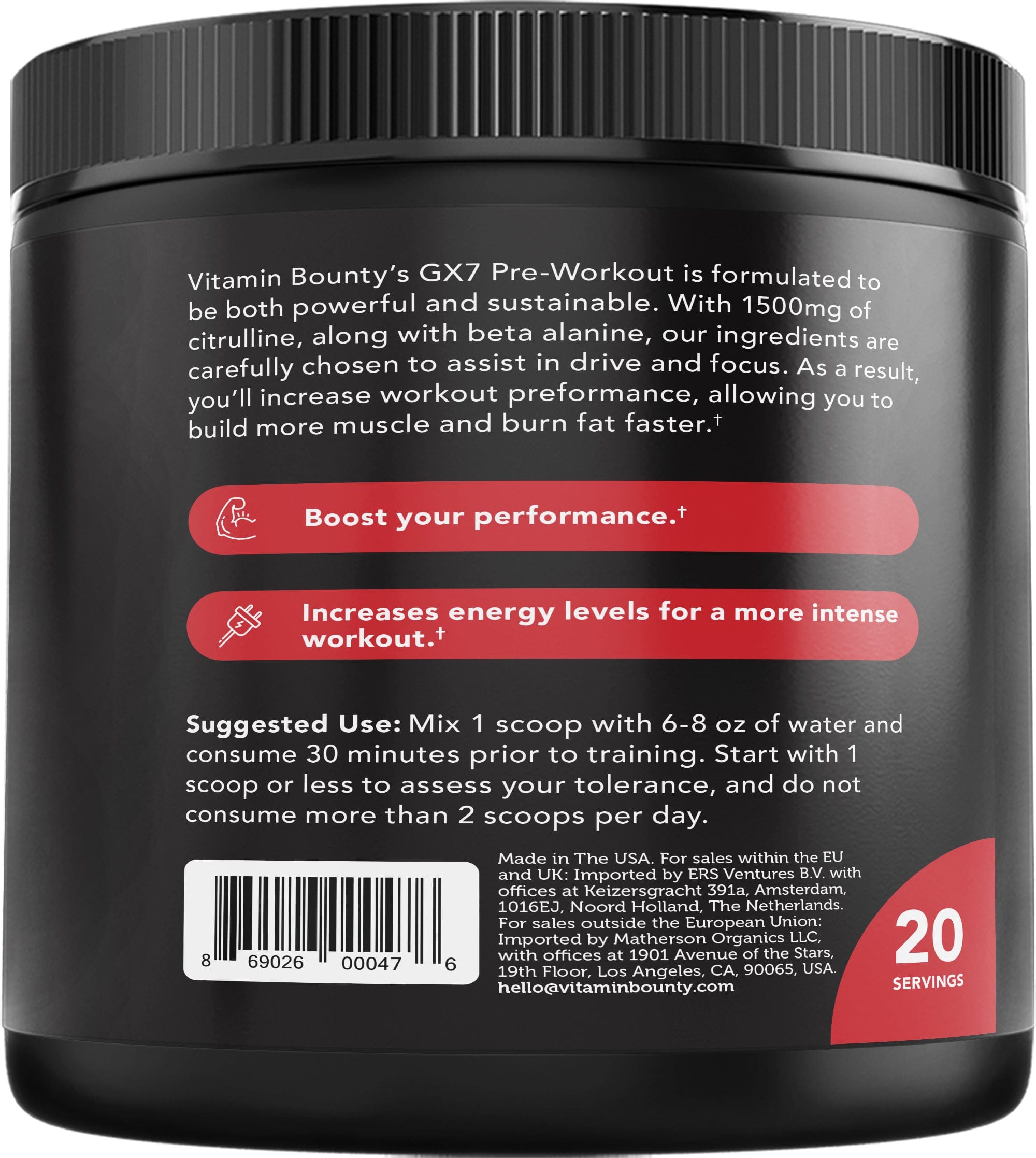 Pre Workout Watermelon Flavor Energy Focus Gym Supplement