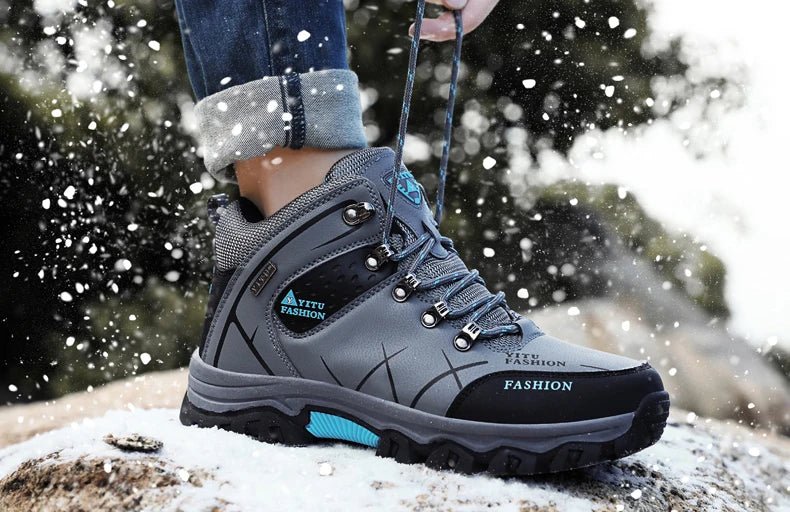 Brand Men Winter Snow Boots Waterproof Leather Sneakers Super  Warm Men's Boots Outdoor Male Hiking Boots Work Shoes Size 39-47
