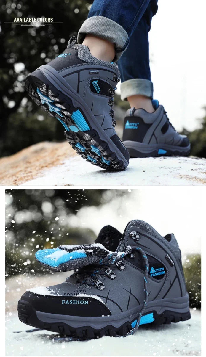 Brand Men Winter Snow Boots Waterproof Leather Sneakers Super  Warm Men's Boots Outdoor Male Hiking Boots Work Shoes Size 39-47